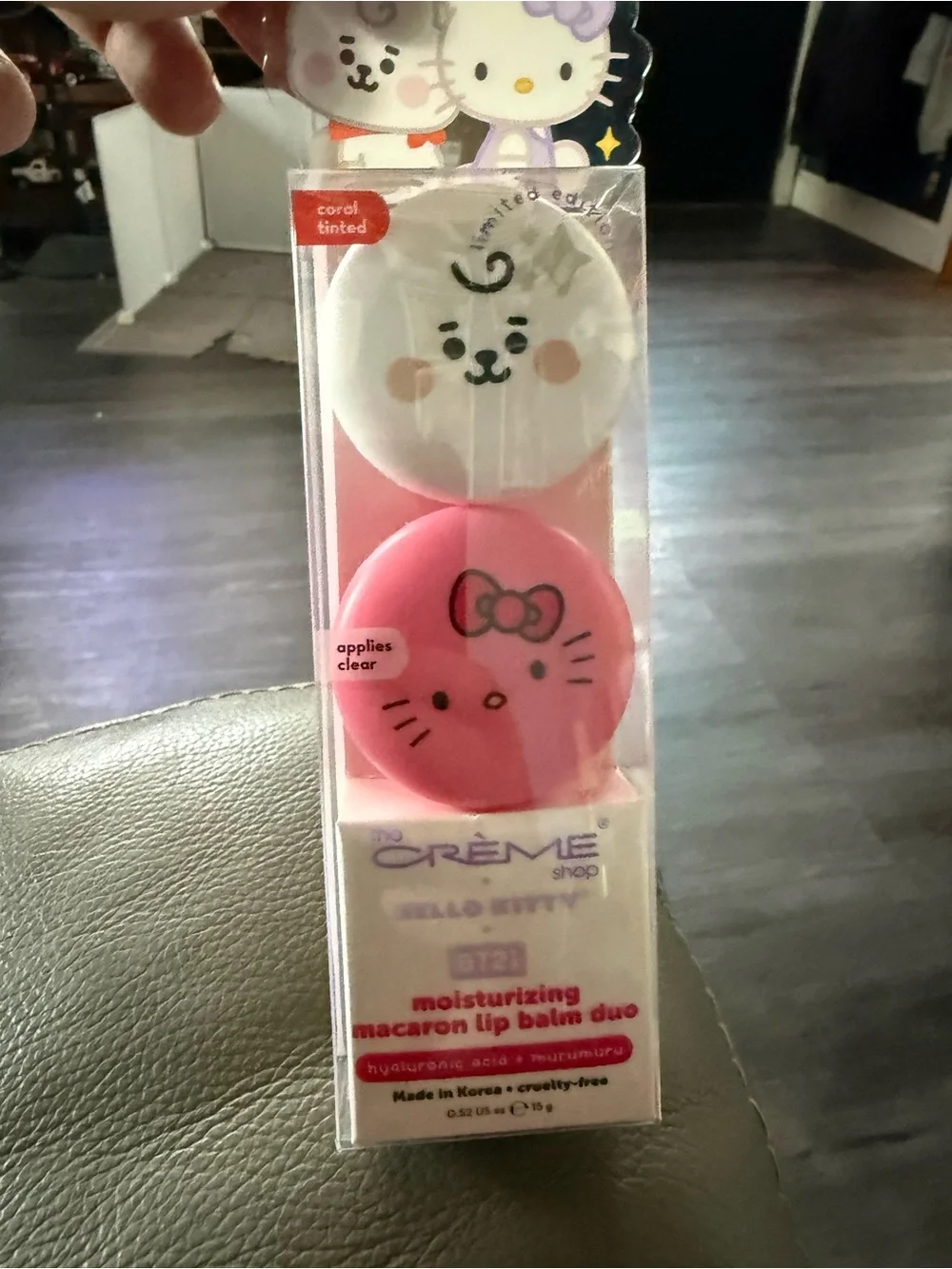 The Crème Shop x Hello Kitty Coral Tinted & Clear Pink Macaron Lip Balm Duo